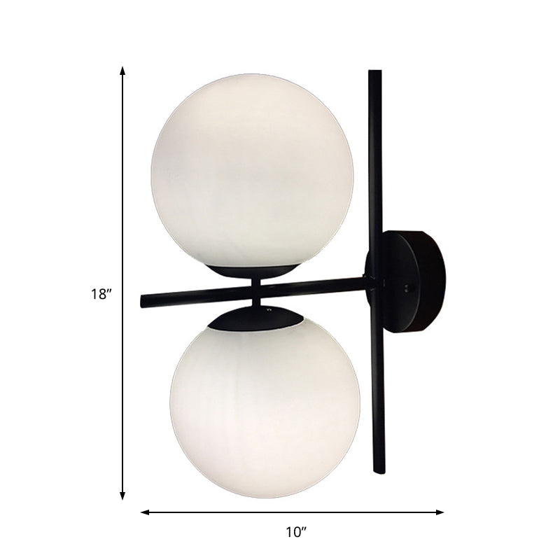 Lisslune | Black spherical wall lighting modern opal glass 1 light living room wall lamp light