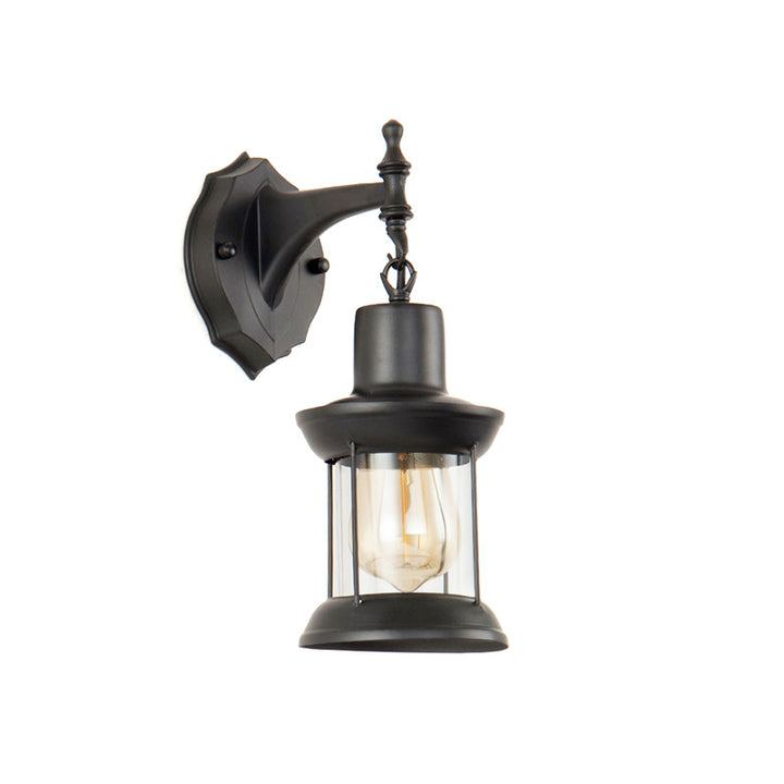 Lisslune | Clear Glass Black Wall Light Lantern 1-Light Industrial Wall Lamp for the Kitchen