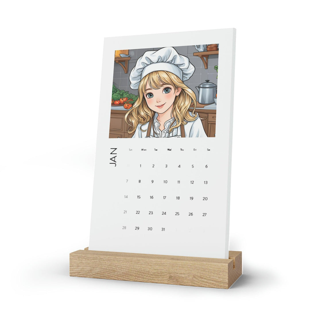 Lisslune | 2024 Sustainable Young Chef Customizable Photo Desk Calendar with Eco-Friendly Design