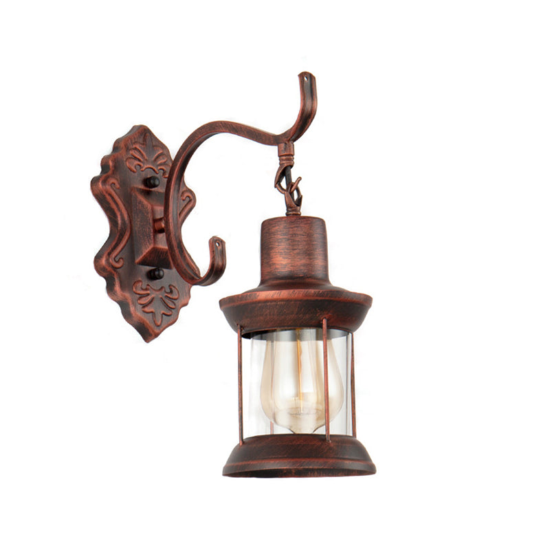 Lisslune | Weather Copper A Light Wall Lamp Rustic Style Clear Glass Petroleum Lighting Fixture