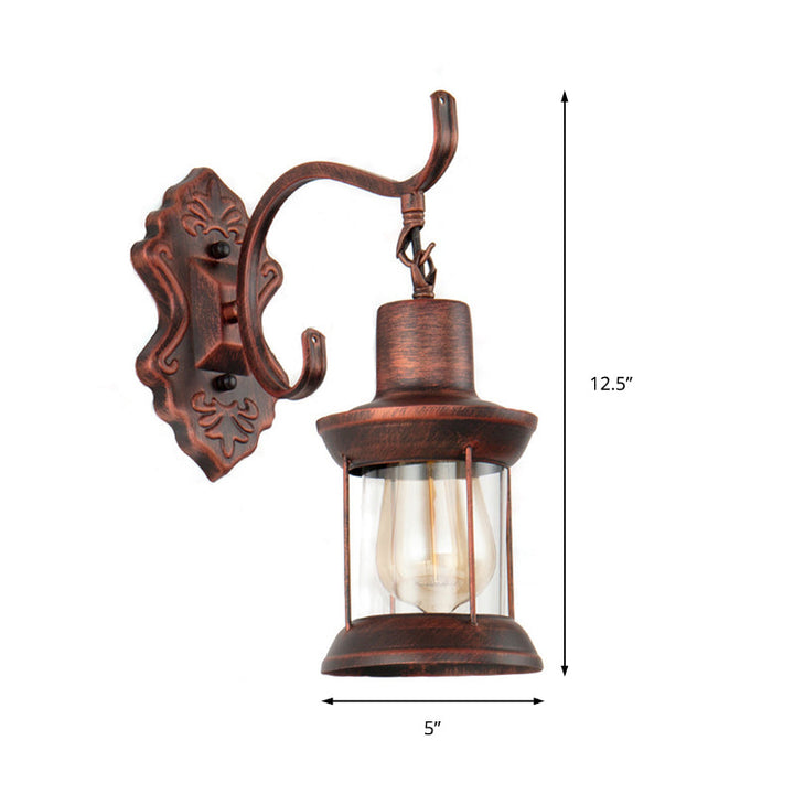 Lisslune | Weather Copper A Light Wall Lamp Rustic Style Clear Glass Petroleum Lighting Fixture