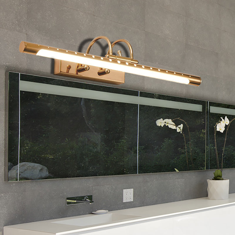 Lisslune | 14"/19" Diameter Tube Wall Lighting with Arc Arm Modern Design Metal Warm/White Light LED Bathroom Vanity Lighting System in Gold
