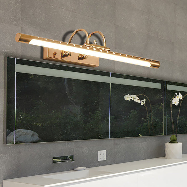 Lisslune | 14"/19" Diameter Tube Wall Lighting with Arc Arm Modern Design Metal Warm/White Light LED Bathroom Vanity Lighting System in Gold