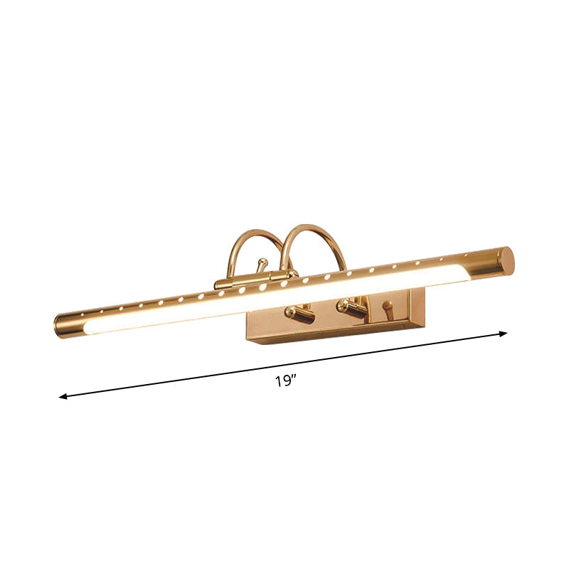 Lisslune | 14"/19" Diameter Tube Wall Lighting with Arc Arm Modern Design Metal Warm/White Light LED Bathroom Vanity Lighting System in Gold