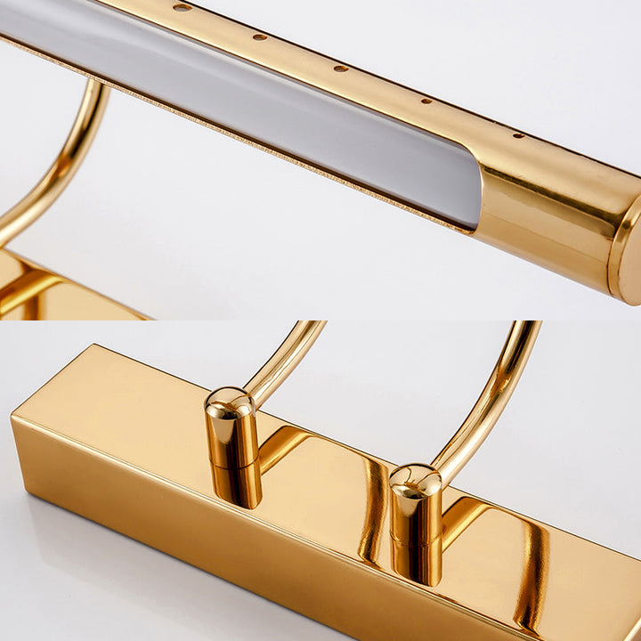 Lisslune | 14"/19" Diameter Tube Wall Lighting with Arc Arm Modern Design Metal Warm/White Light LED Bathroom Vanity Lighting System in Gold