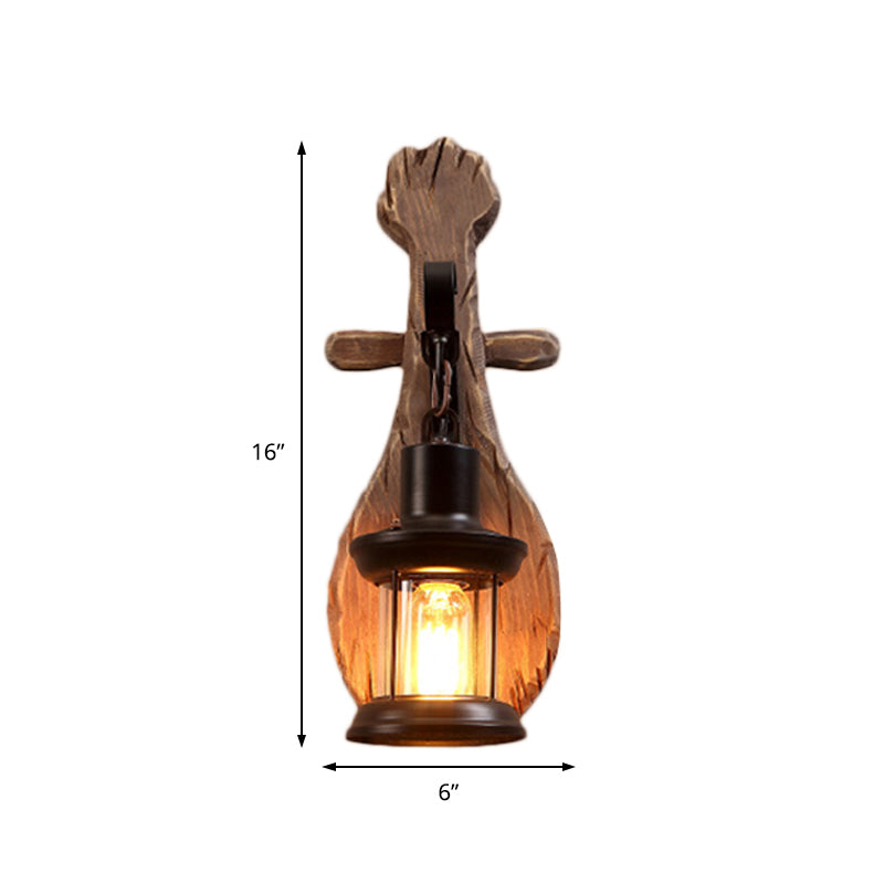 Lisslune | Clear Glass Lantern Wall Light Coastal 1 Light Dining Room Fixture with Spoon
