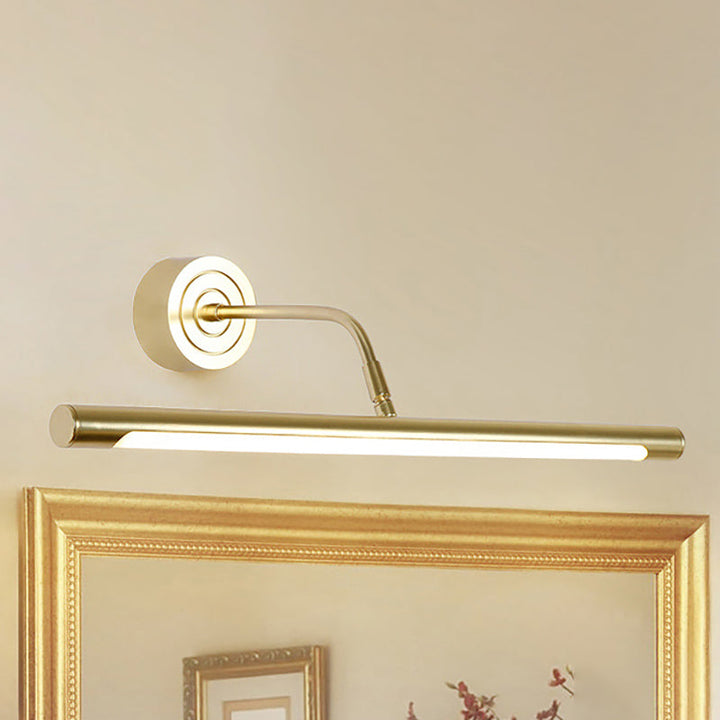 Lisslune | 16"/20" W Slim Cylindrical Makeup Mirror Light Modernism Metal LED Gold Wall Mount Lamp for Bedroom, Warm/White Lighting