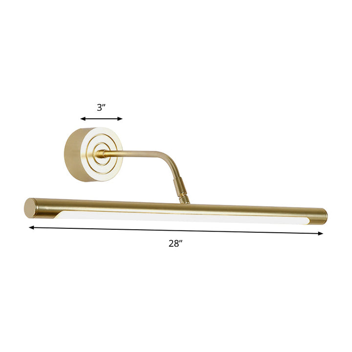 Lisslune | 16"/20" W Slim Cylindrical Makeup Mirror Light Modernism Metal LED Gold Wall Mount Lamp for Bedroom, Warm/White Lighting