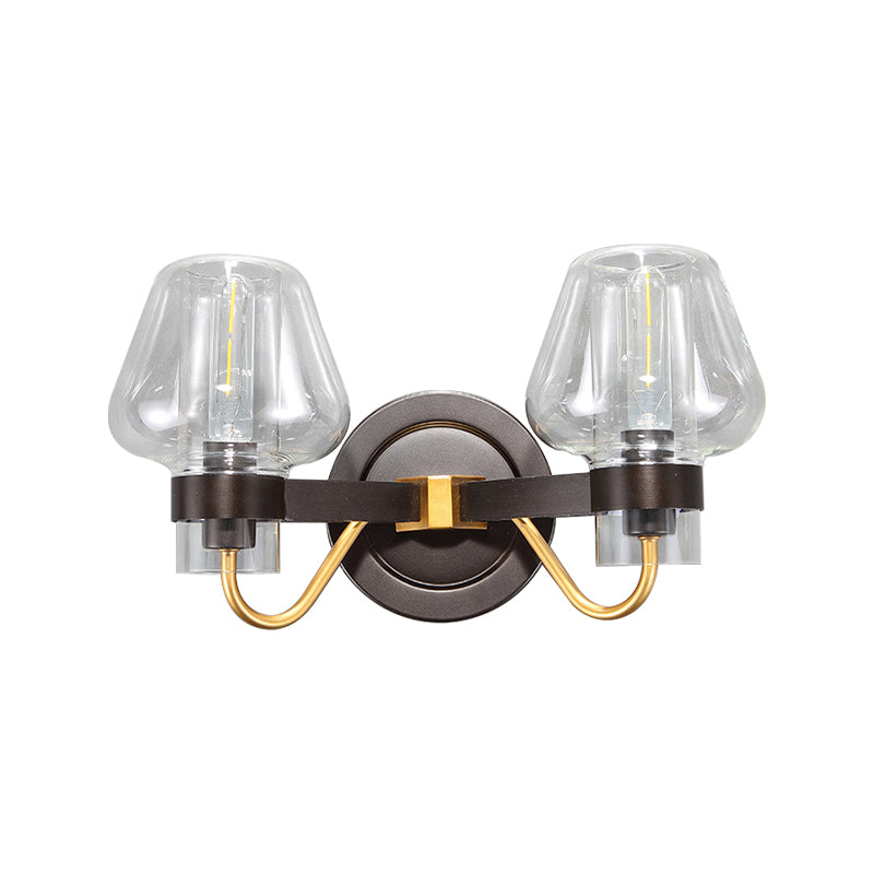 Lisslune | Clear Glass Black Wall Light Mushroom Shade 2-Light Modern Wall Lamp Accessories for Bedroom