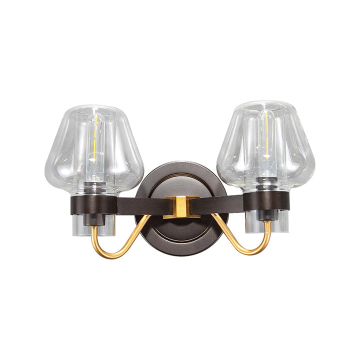 Lisslune | Clear Glass Black Wall Light Mushroom Shade 2-Light Modern Wall Lamp Accessories for Bedroom