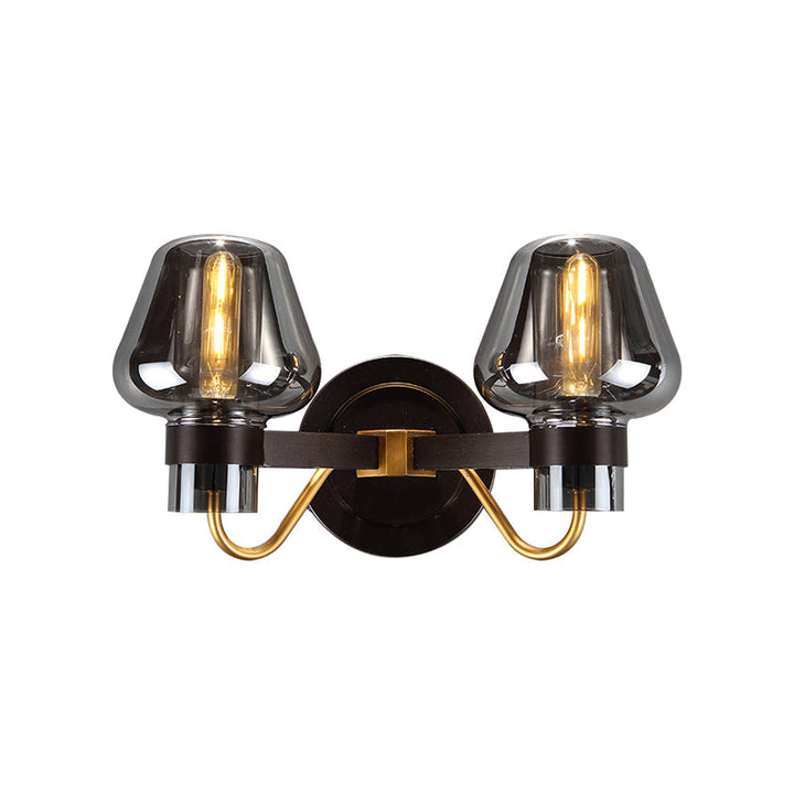 Lisslune | 2-Lamp Wall Lighting with Mushroom Shade Smoky Glass Modern Bedroom Wall Light Lighting Fixture