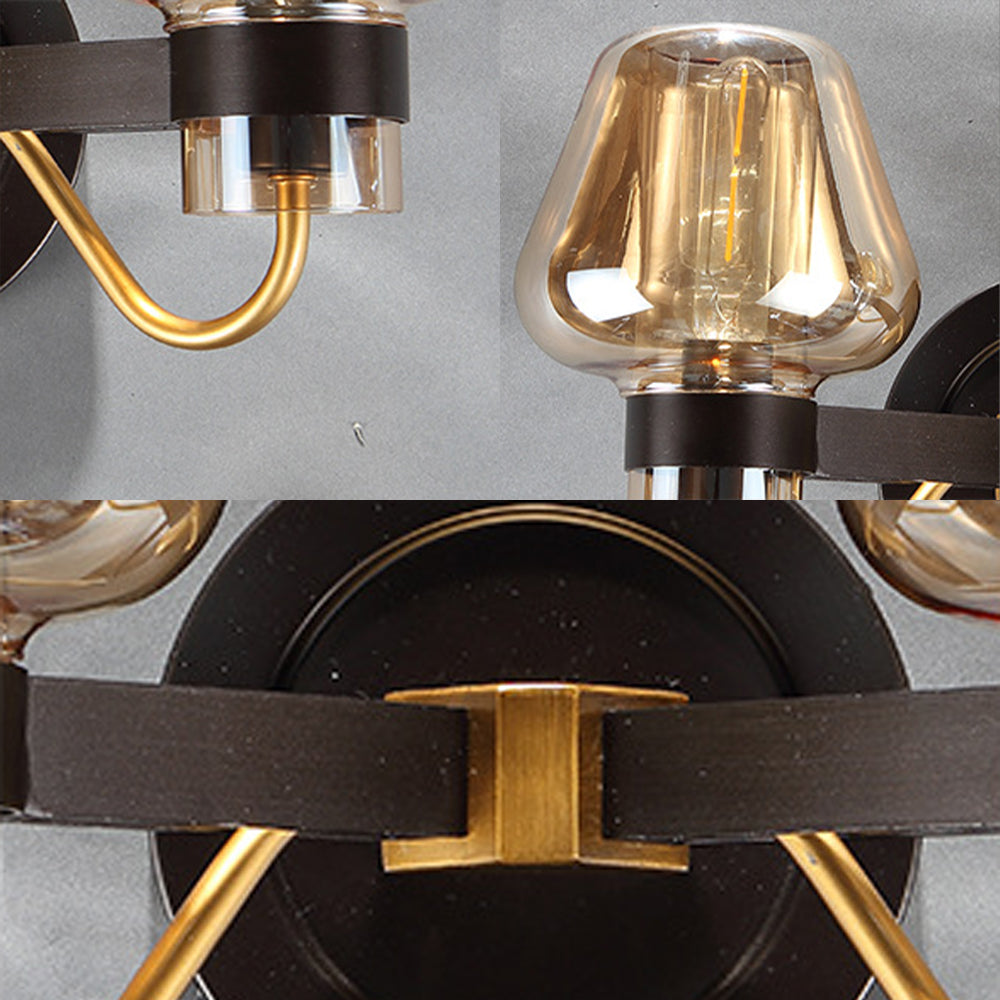Lisslune | 2-Light Wall Lighting with Mushroom Shade Smoke Glass Modern Bedroom Wall Lamp Lighting Fixture