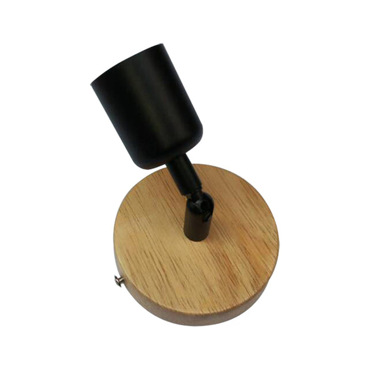 Lisslune | Minimalistic Mini Wall Lamp with Cup Shaped 1 Light Wooden and Metal Wall Lamp in Black