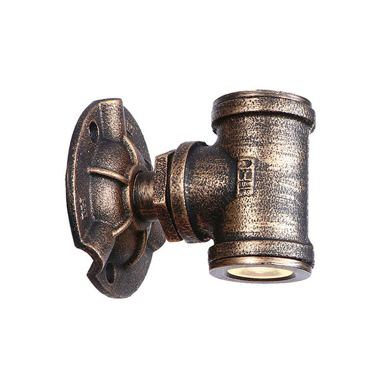 Lisslune | Antique style pipe wall lighting fixture 1 light wrought iron wall mount fixture in bronze for hallway
