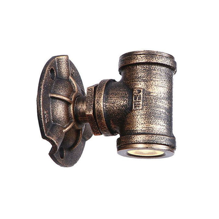 Lisslune | Antique style pipe wall lighting fixture 1 light wrought iron wall mount fixture in bronze for hallway
