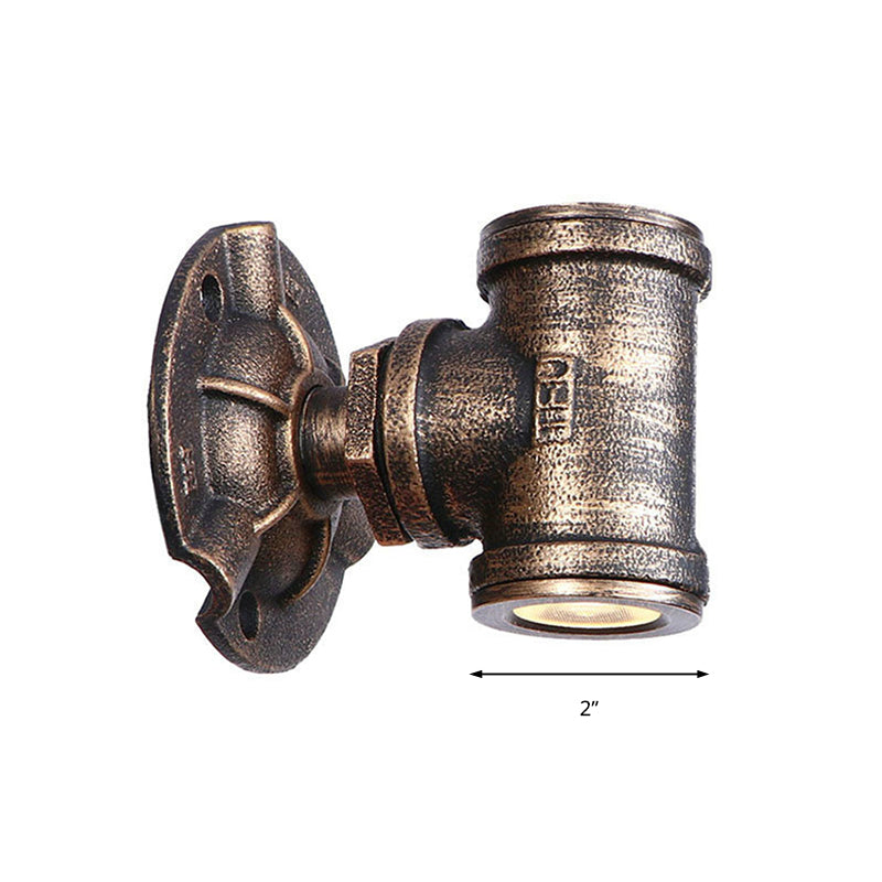 Lisslune | Antique style pipe wall lighting fixture 1 light wrought iron wall mount fixture in bronze for hallway
