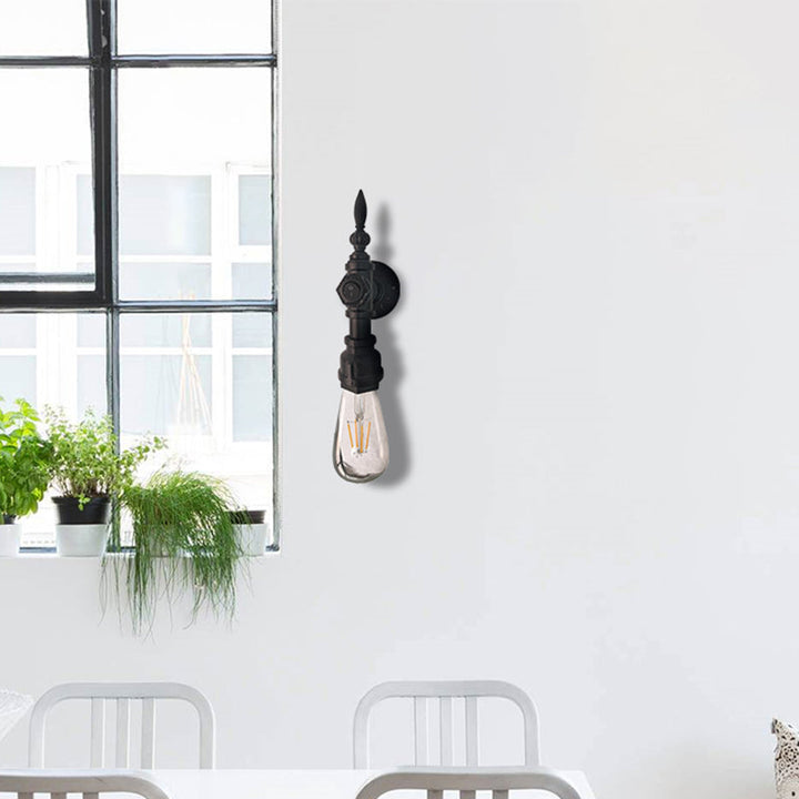Lisslune | Open Bulb Dining Room Wall Lamp Vintage Style Metal 1 Head Black Wall Lamp Sconces with On/Off Switch