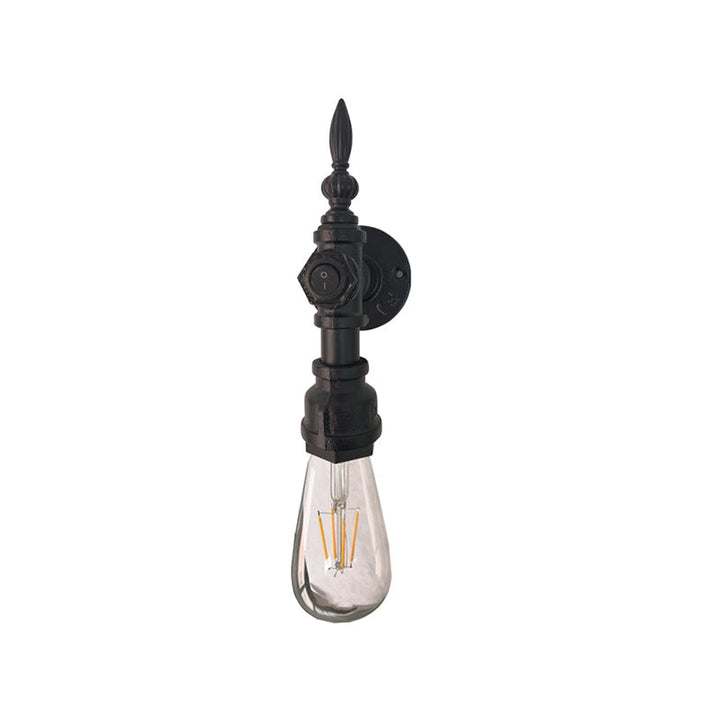 Lisslune | Open Bulb Dining Room Wall Lamp Vintage Style Metal 1 Head Black Wall Lamp Sconces with On/Off Switch