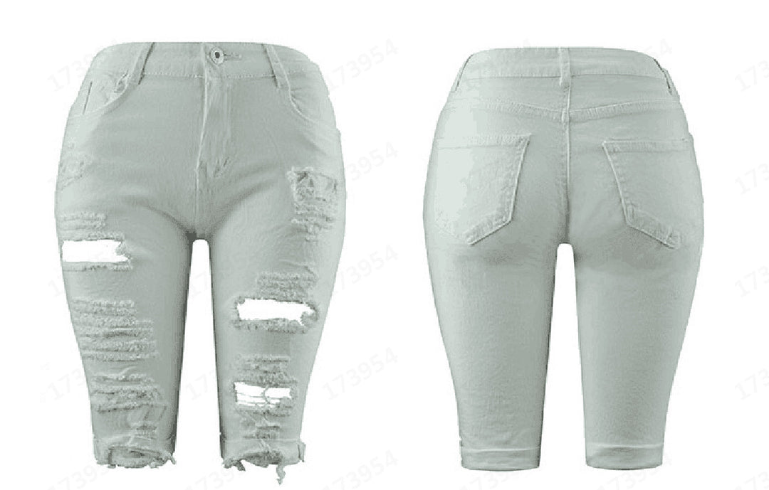Women's destroyed denim pants with a casual cut and trendy ripped details Lisslune