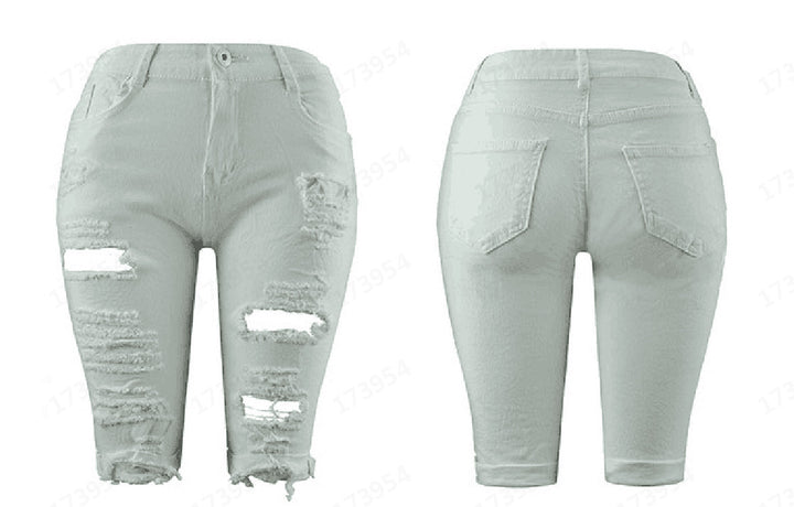 Women's destroyed denim pants with a casual cut and trendy ripped details Lisslune