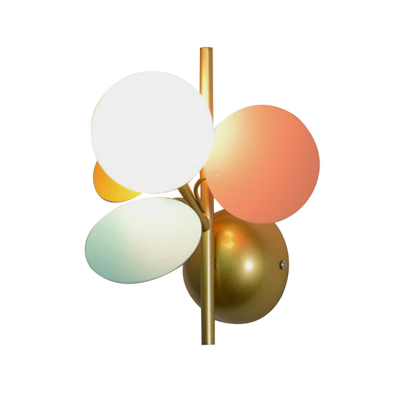 Skørter | Leaf Nightstand Wall Light Ideas Iron 1 Light Macaron Style Wall Lamp in White/Red-Yellow-Blue with Ball Cream Glass Shade