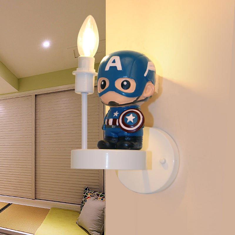 Skørter | Resin Mini Soldier Wall Lamp Children 1 Lamp Blue Sconces Ideas with Exposed Bulb Design