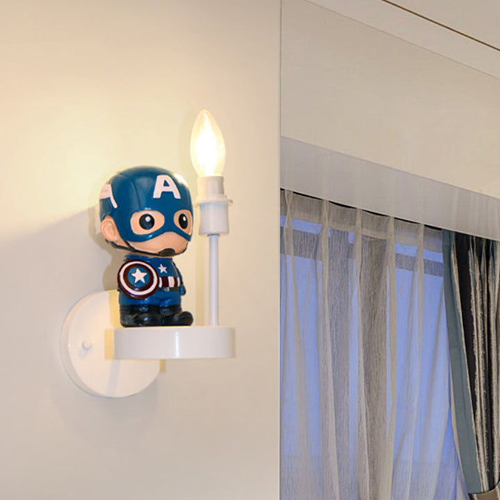 Skørter | Resin Mini Soldier Wall Lamp Children 1 Lamp Blue Sconces Ideas with Exposed Bulb Design