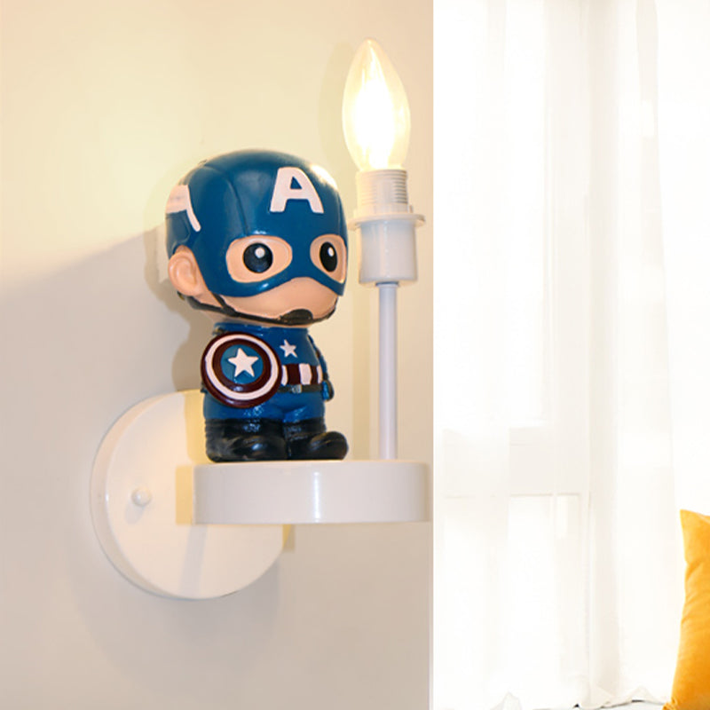 Skørter | Resin Mini Soldier Wall Lamp Children 1 Lamp Blue Sconces Ideas with Exposed Bulb Design