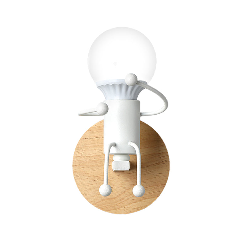 Skørter | Naked Bulb Small Wall Light Creative Iron Single Kids Bed Sconces with Robot Design Lamp Holder in Gray/Green/White