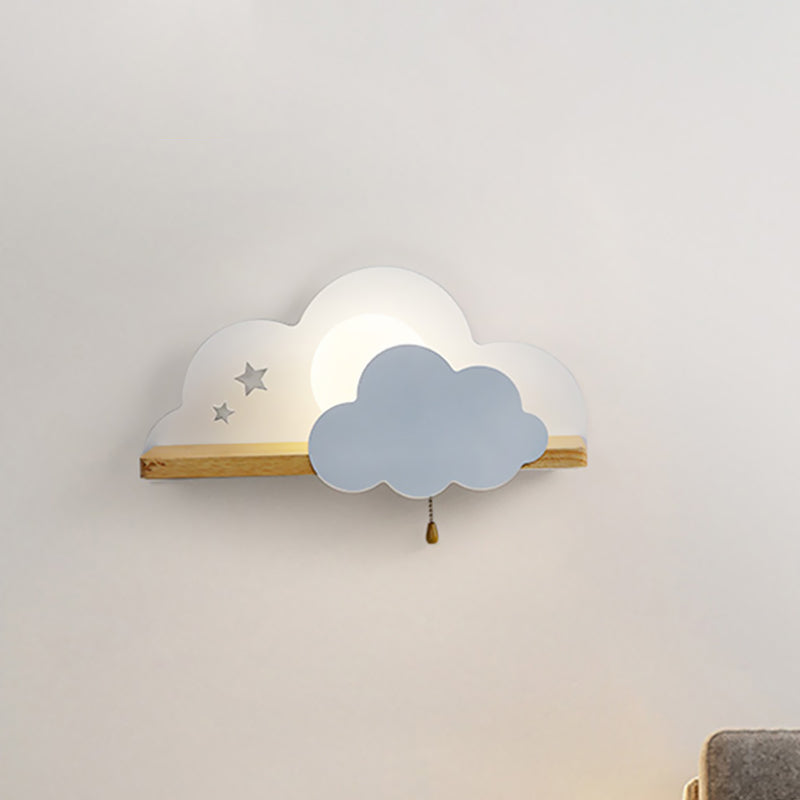 Skørter | Globule Trek light wall lamp Macaron Opal Frosted Glass Single Pink/Gray/White Wall Light Ideas with Cloud Design and Wooden Shelf