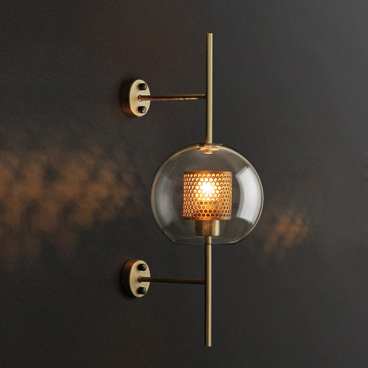 Skørter | 8"/9.5" W Global Bedroom Wall Light Colonial Clear Glass 1 Light Bronze/Silver Gray Wall Lamp with Inner Cylinder Wire Mesh