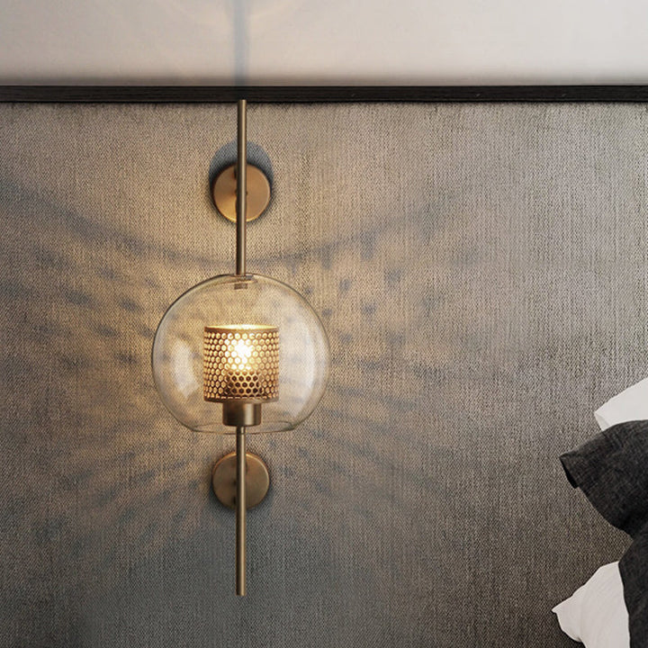 Skørter | 8"/9.5" W Global Bedroom Wall Light Colonial Clear Glass 1 Light Bronze/Silver Gray Wall Lamp with Inner Cylinder Wire Mesh