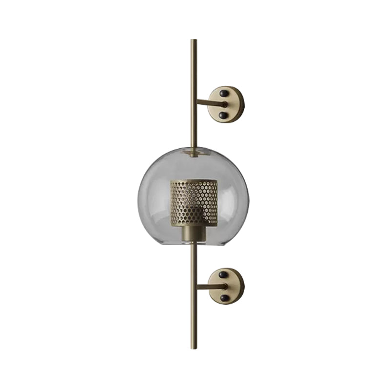 Skørter | 8"/9.5" W Global Bedroom Wall Light Colonial Clear Glass 1 Light Bronze/Silver Gray Wall Lamp with Inner Cylinder Wire Mesh
