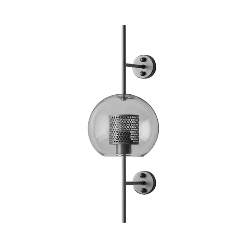 Skørter | 8"/9.5" W Global Bedroom Wall Light Colonial Clear Glass 1 Light Bronze/Silver Gray Wall Lamp with Inner Cylinder Wire Mesh