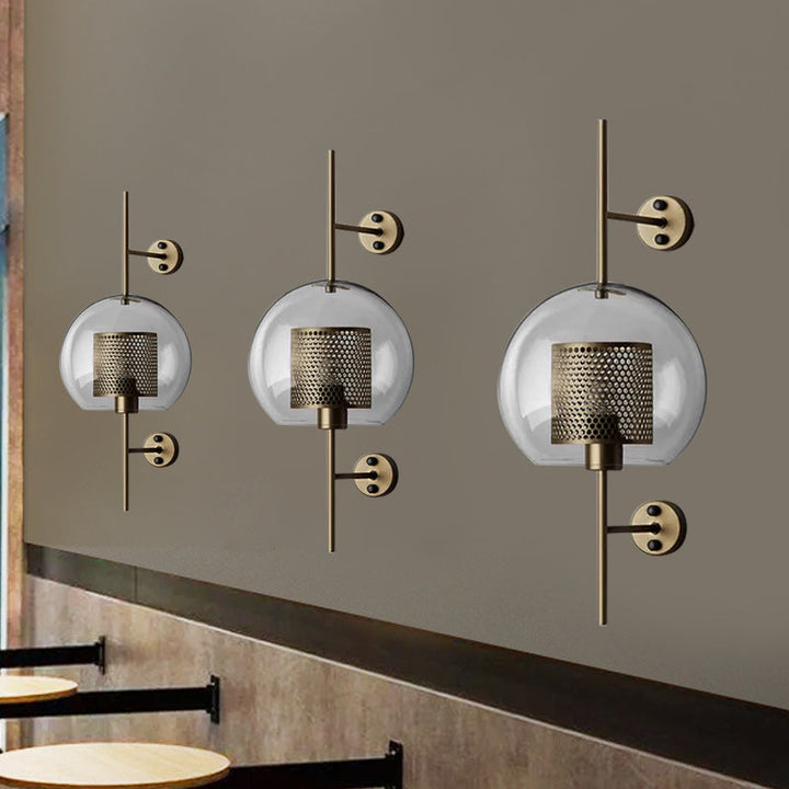 Skørter | 8"/9.5" W Global Bedroom Wall Light Colonial Clear Glass 1 Light Bronze/Silver Gray Wall Lamp with Inner Cylinder Wire Mesh
