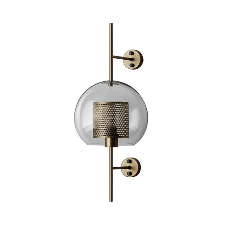 Skørter | 8"/9.5" W Global Bedroom Wall Light Colonial Clear Glass 1 Light Bronze/Silver Gray Wall Lamp with Inner Cylinder Wire Mesh