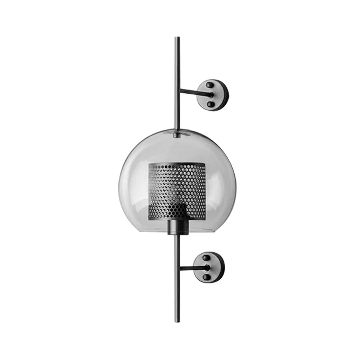 Skørter | 8"/9.5" W Global Bedroom Wall Light Colonial Clear Glass 1 Light Bronze/Silver Gray Wall Lamp with Inner Cylinder Wire Mesh