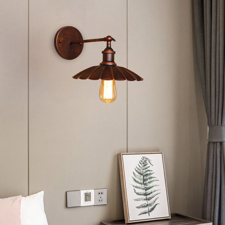 Skørter | Vintage Stylish Golf Wall Lamp 1 Lamp Metal Rotatable Wall Mount Light in Dark Rust/White