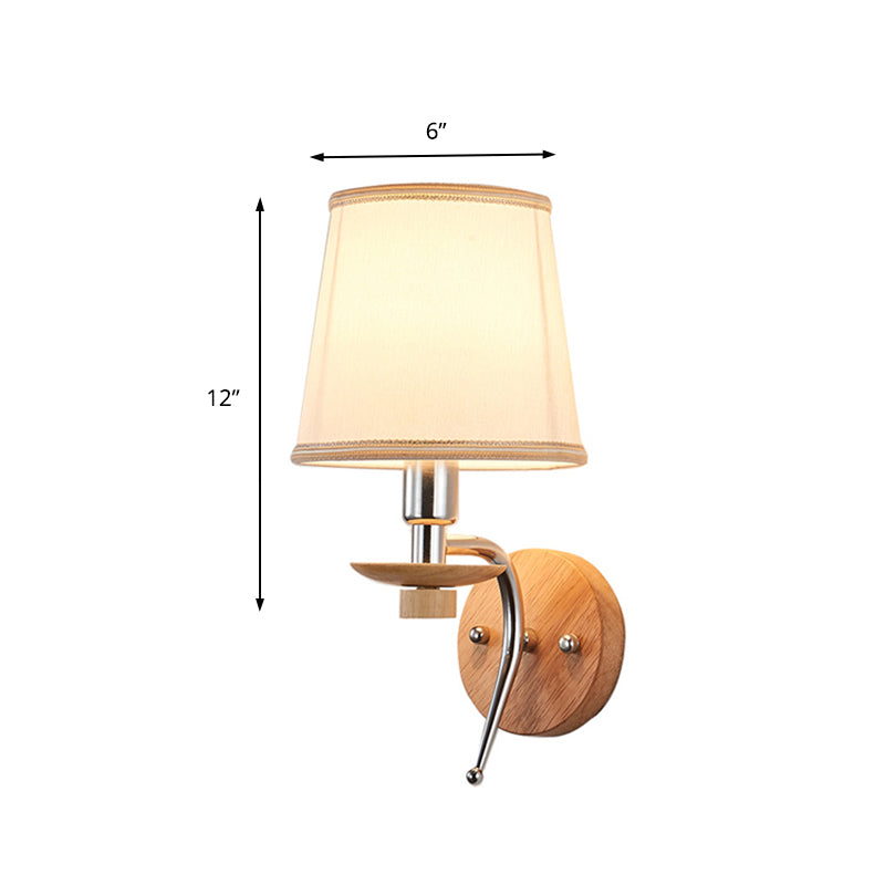 Lisslune | 1-Bulb Tapered Wall Mount Contemporary White/Beige Fabric Wall Light for Corridor