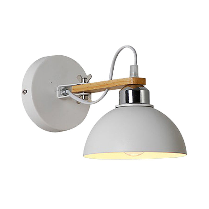 Lisslune | 1 Light Scalloped Wall Lamp Simple Style White Metallic and Wooden Wall Lighting for Bedroom