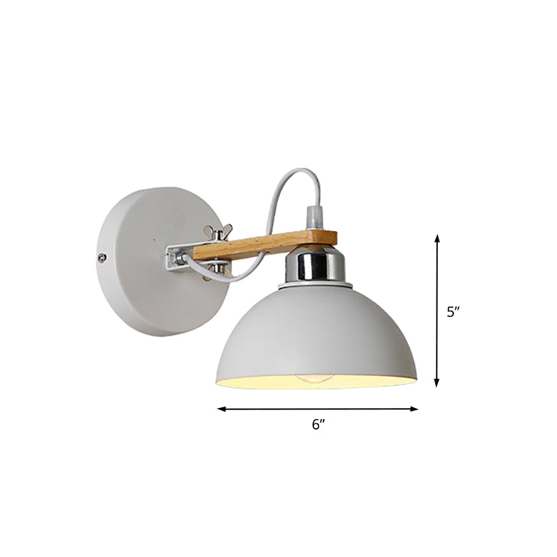 Lisslune | 1 Light Scalloped Wall Lamp Simple Style White Metallic and Wooden Wall Lighting for Bedroom