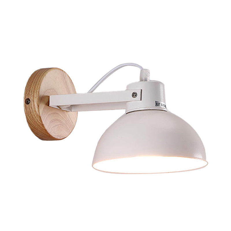Lisslune | 1 Head Wall Lamp with Dome Shade Metal Modernist Bedroom Wall Mount Light in White