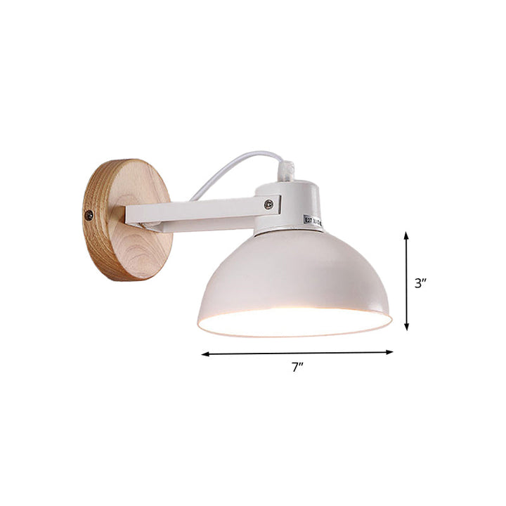 Lisslune | 1 Head Wall Lamp with Dome Shade Metal Modernist Bedroom Wall Mount Light in White
