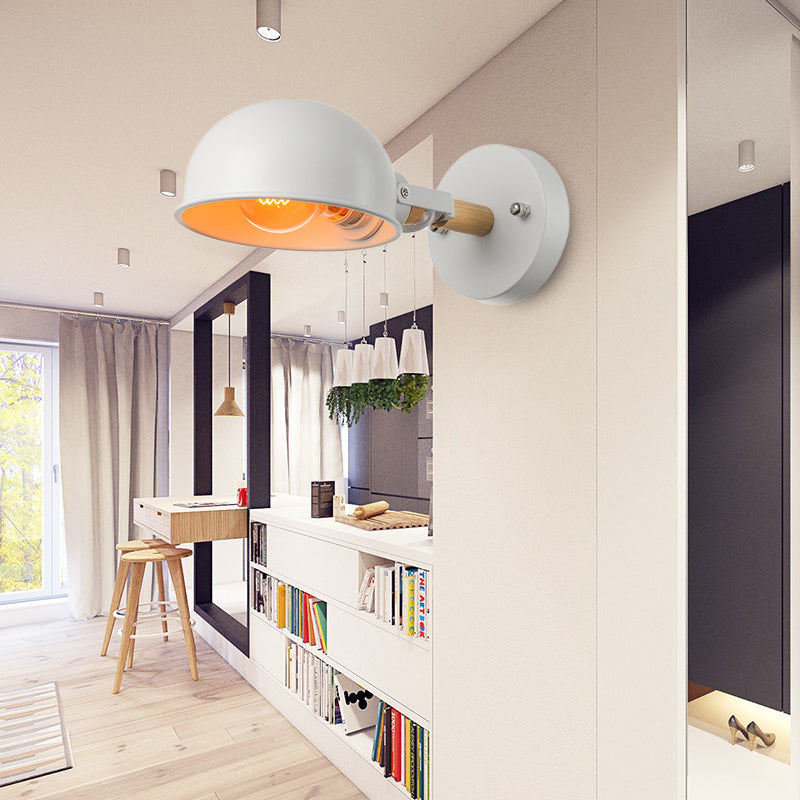 Lisslune | 1 Head Wall Lamp with Dome Shade Metal Modernist Bedroom Wall Mount Light in White