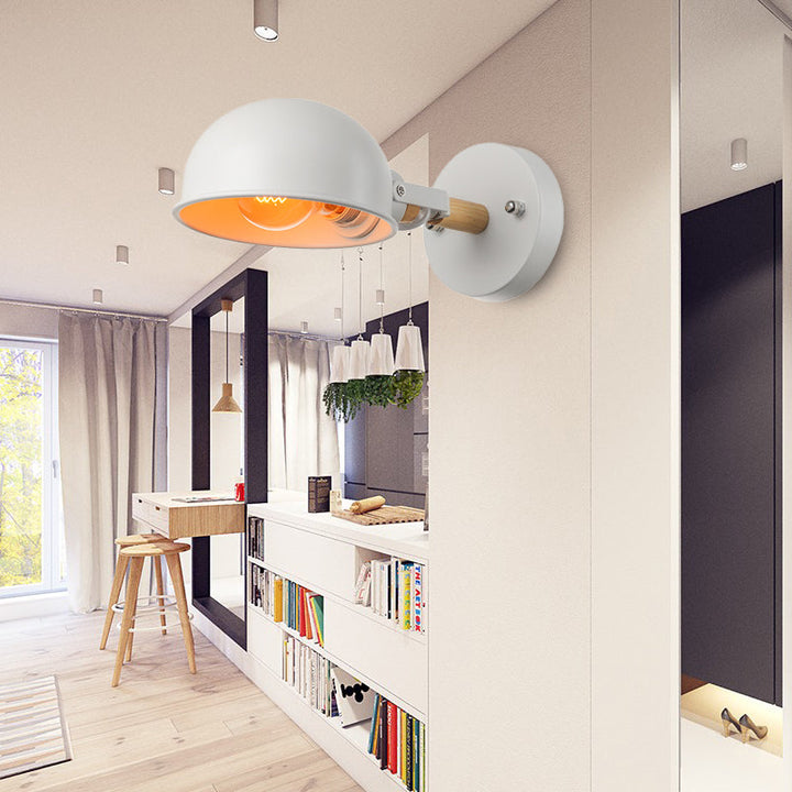 Lisslune | 1 Head Wall Lamp with Dome Shade Metal Modernist Bedroom Wall Mount Light in White