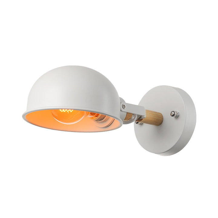 Lisslune | 1 Head Wall Lamp with Dome Shade Metal Modernist Bedroom Wall Mount Light in White