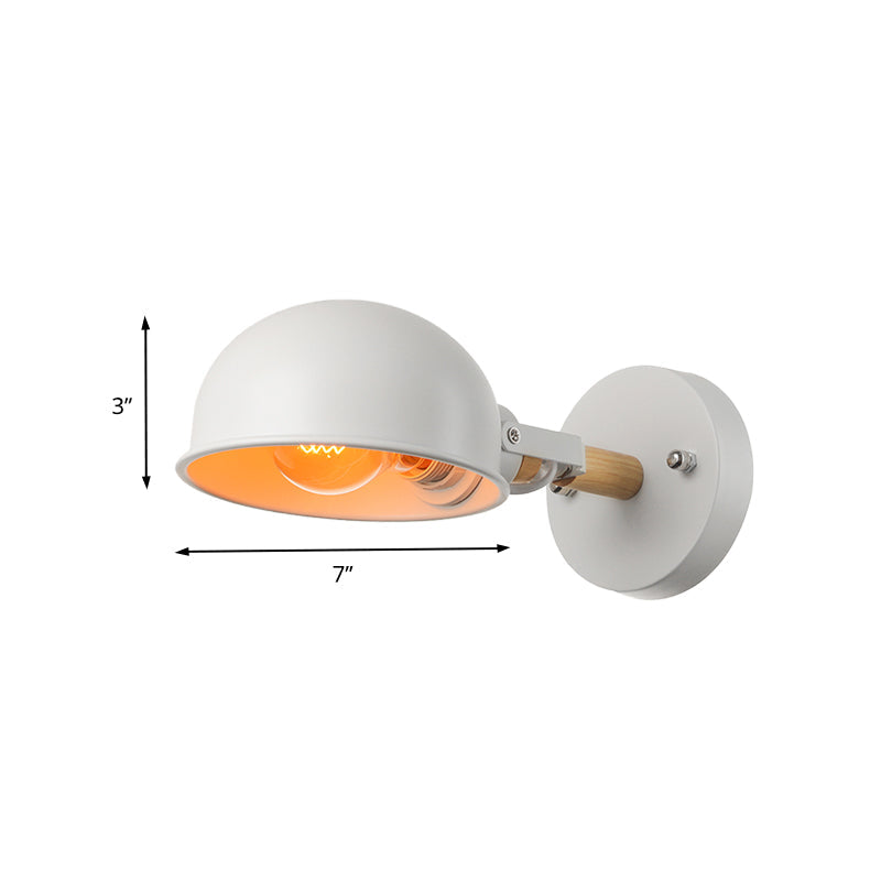 Lisslune | 1 Head Wall Lamp with Dome Shade Metal Modernist Bedroom Wall Mount Light in White