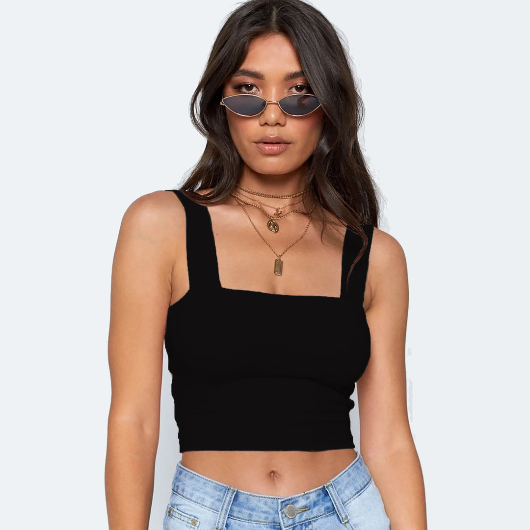 Damen Figurbetontes Crop-Top mit breiten Trägern Lisslune