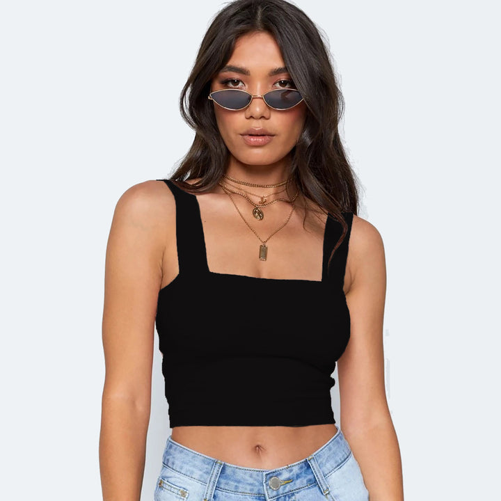 Damen Figurbetontes Crop-Top mit breiten Trägern Lisslune