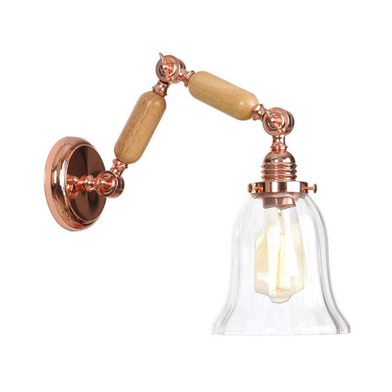 Lisslune | Single beam wall light with flared shade clear prismatic glass farmhouse bedroom wall light fixture